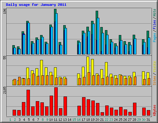 Daily usage for January 2011