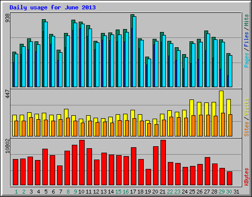 Daily usage for June 2013