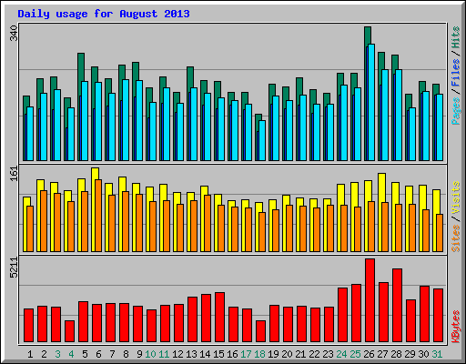 Daily usage for August 2013