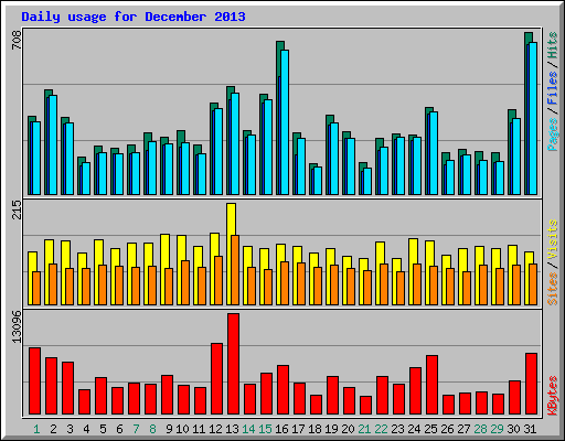 Daily usage for December 2013