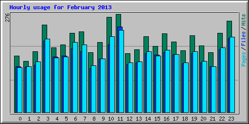 Hourly usage for February 2013