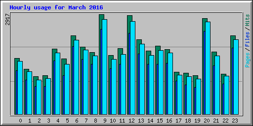 Hourly usage for March 2016