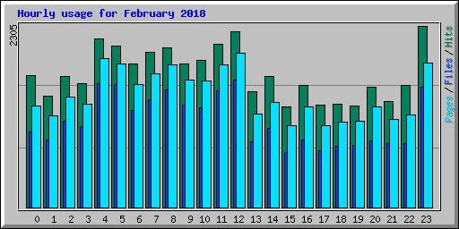 Hourly usage for February 2018